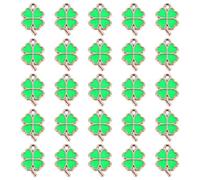 Parliky 25 Breloques Trèfle À Quatre Feuilles Pour Femmes Style Trèfle À Quatre Feuilles En Émail Noir Très Petit Avec Des Chiffres Et Des Formes De Bingo Vert