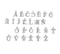 Parliky 26 pièces Pendentifs Alphabet Alliage Blanc K Breloques Lettres Majuscules pour Accessoires Collier DIY Légers et Durables Décoration Bijoux Personnalisée