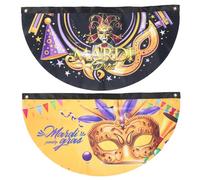 Parliky 2pièces Guirlande Fanion Éventail pour Carnaval et Mardi Gras Décoration Suspendue Festive Intérieure et Extérieure Bannière Colorée pour Fête Joyeuse