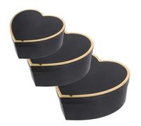 Parliky 3 Pièces Boîte Forme Cœur Papier pour Emballage de Petits Présents Boîte de Rangement Délicate avec Ruban pour Bonbons Bijoux et Cosmétiques Noir