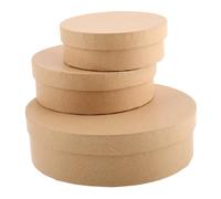 Parliky 3 pièces Boîte Ronde Papier Kraft avec Couvercle Boîte Rangement DIY Personnalisable pour Bonbons Pâtisserie Cadeaux et Décoration Coffret Multiusage pour Maison et Événement