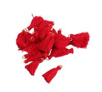 Parliky 30 pièces Lot de Pompons Coton avec Anneau Rouge Chinois pour Bijoux DIY Marque-pages Vêtements Accessoires