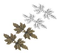 Parliky 4 Paires Boutons de Cape Alliage avec Boucle Érable Crochet Pratique Couleurs Vintage Argent et Bronze Accessoires Couture Décoratifs