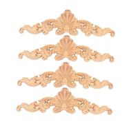 Parliky 4 pièces Appliques Bois Sculpté Décorations Murales pour Meubles Portes Armoires DIY Bois Décalcomanies Européennes