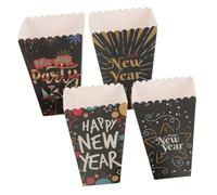 Parliky 4 Pièces Boîtes Popcorn Écologiques Papier Contenants Légers et Stables pour Snacks et Bonbons Design Décoratif pour Fêtes et Anniversaires