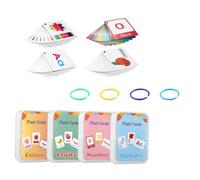 Parliky 4 pièces Cartes Flash Éducatives Couleurs Fruits Animaux Apprentissage Anglais Premiers Mots pour Garçon Fille Jeux Mémoire et Épeler