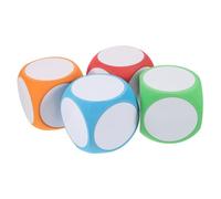 Parliky 4 Pièces Dés Mousse Effaçables à Sec Lot de Dés Blancs DIY pour Jeux Éducatifs Activités de Groupe et Décoration de Fête Rouge Orange Bleu Vert