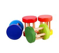 Parliky 4 Pièces Jouets Hochet Bois Garçon Fille Colorés Sensoriel Infantile pour Motricité Fine et Dentition Couleurs Aléatoires Déveil pour Garçons et Filles Couleur