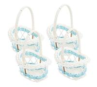 Parliky 4 pièces Lot de Petits Paniers Tissés Mini Paniers Fleurs Décoratifs Plastique Rangement Pratique pour Bijoux et Accessoires Style Campagne et Portable