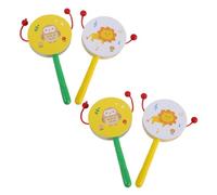 Parliky 4 Pièces Set de Tambours Bois pour Garçon Fille Percussion avec Designs Animaux Lion et Hibou Instruments Musicaux Traditionnels Manuels pour Développement Motricité et Éveil