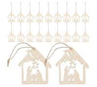 Parliky 40 Pièces Ornements Suspendus Crèche de Noël Bois Décorations Chrétiennes pour Sapin de Noël Accessoires Religieux pour Activités École du Dimanche et Cadeaux de Foi