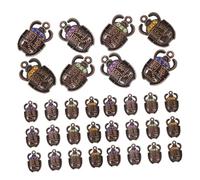 Parliky 48 Pièces Scarabée Égyptien Charms avec Strass Pendentifs Coléoptère Ancien pour Bijoux DIY Breloques Vintage pour Colliers et Bracelets Perles Cristal Mix Couleurs