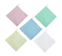 Parliky 5 pièces Débarbouillettes Garçon Fille Coton Absorbant Lingettes Visage Coton Doux Né Serviettes Garçon Fille Unisexes Multi-teintes Lavables et Résistantes