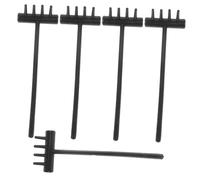 Parliky 5 pièces Lot de Mini Râteaux de Jardin pour Bac à Sable Outils Décoratifs Créatifs pour Table Zen Accessoires Plastiques Noirs pour Aménagement Miniature