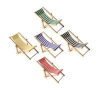 Parliky 5 Pièces Miniature Chaise de Plage Décorative Modèle Transat Réaliste pour Maison de Poupée Ornement Compact Style Bord de Mer Décoration pour