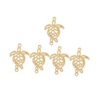 Parliky 5 Pièces Pendentif en tortue en acier inoxydable charmes de tortue de mer Accessoires de fabrication de bijoux fabrication de boucles d'oreilles breloques pour bracelets Doré