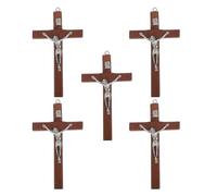 Parliky 5 Pièces Pendentifs Croix Bois Charms DIY Crucifix Religieux pour Fabrication de Bijoux Chrétiens Accessoires de Foi Catholique Bois Naturel