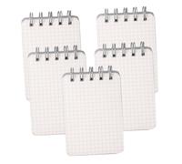 Parliky 5 pièces Portable Mini Notepad Simple Grid Loose Coil Memo Pads Refillable Binder Ring For School Office Home Use