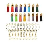 Parliky 50 ensembles DIY Porte-clés avec Glands Mélangés Anneaux Ouverts pour Trousseau Clés et Accessoires Personnalisables Couleur Aléatoire Couleur Aléatoire