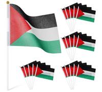 Parliky 50 Pièces drapeau agitant la main petit vague simchat décoration détenu drapeaux de poignée drapeaux Palestine drapeau avec mât agitant la main polyester