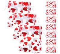 Parliky 50 Pièces Sachet Cadeau Organza Rouge Lot de Pochons Tulle avec Ruban Coeur pour Bijoux Bonbons Fête Mariage Noël