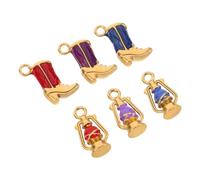 Parliky 6 Pièces Cowgirl Shoe Charms Acier Inoxydable avec Double Émail Pendentifs Western et Lanternes Huile pour Bijoux DIY Bracelets et Porte-clés