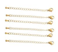 Parliky 6 pièces Lot de Rallonges Chaîne Acier Inoxydable avec Fermoir Mousqueton pour Bricolage Bijoux Agrandisseur Bracelet et Polyvalent