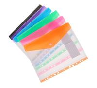 Parliky 6 pièces Pochettes de Rangement pour Documents Pochettes Perforées Transparentes avec Bouton Pression Organisateur de Bureau Polyvalent pour Fichiers et Papiers Assortiment