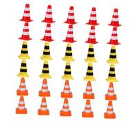 Parliky 60 pièces Mini Cônes de Signalisation Jouets de Circulation pour Garçon Fille Set Éducation Routière avec Cônes Rouge Jaune et Orange pour Apprentissage et Jeu de Rôle