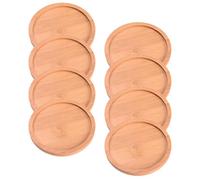 Parliky 8 Pièces Beige pour Pot de Fleurs en Bambou Soucoupe Ronde | Plateau Rustique Facile à Nettoyer, pour Pots en Plastique et Gobelets, Usage Rebord de Fenêtre