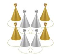 Parliky 8 Pièces Chapeaux de Fête Anniversaire pour Garçon Fille et Bébés Lot de Mini Cônes Papier Pailleté Or et Argent Accessoires Photo et Décoration Polyvalente pour Fêtes Anniversaire