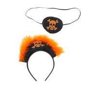 Parliky Bandeau Pirate Garçon Fille avec Chapeau et Masque Œil Plume Halloween Costume Familial Unisexe Cosplay Créatif