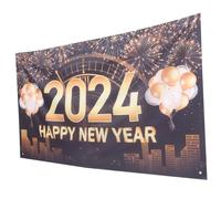 Parliky Bannière Décorative Nouvel an Dorée avec Fond Photo Éclatant pour Fête et Décoration Intérieure Extérieure