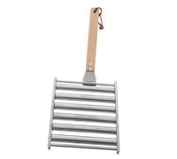 Parliky Barbecue Roller Sausage Grill Rack Acier Inoxydable avec Poignée Amovible pour Camping et Pique- Surface Lisse Facile à Nettoyer Accessoire Pratique pour Cuisson Extérieure