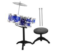 Parliky Batterie Garçon Fille Tambours Kit Percussion Complet avec Tabouret Bleu pour Garçons et Filles Instrument Musical Educatif