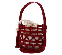 Parliky Boîte à Dragées Mariage Feutre Rouge avec Poignée Coffret Cadeau Chinois Double Boîte Délicate pour Bonbons et Cadeaux Couples Amoureux Coffret pour Fêtes et Noces