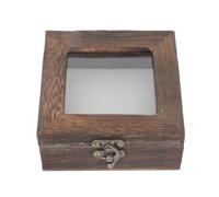 Parliky Boîte à spécimens en bois Coffret à bijoux rétro Étui spécimen 3.94x3.94x1.77 pouces couvercle transparent anti-poussière pour affichage de spécimens et décoration de bureau