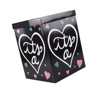 Parliky Boîte Décorative en Carton Noire pour Gender Reveal Boîte à Ballons pour Fête Shower Garçon ou Fille Pliable pour Anniversaire Bébé et Révélation du Genre