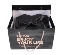 Parliky Boîte d'Emballage Présent de Cœur Noire avec Nœud Coffret Romantique Créatif Papier Rigide Élégant 1 Lot Paquet à Main pour Présents de Saint-Valentin et Occasions Spéciales