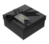 Parliky Boîte Présent Carrée 15X15X7 CM en Carton Noir Nœud en V Contenant pour Bonbons et Biscuits Coffret Présent Mariage et Fête