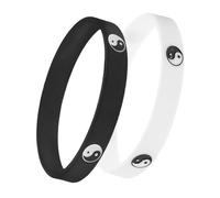 Parliky Bracelet en Silicone Yin Yang 6.5 CM pour Couples et Hommes, Lot de 2 Pièces Motif Tai Chi, Accessoire Énergétique Noir et Blanc pour Tenue Décontractée
