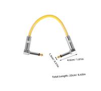 Parliky Câble Patch Guitare à Angle Droit Jaune Raccord Pédale Effet avec Têtes Métalliques Durables Cordon Compact Anti-bruit pour Instrument Électrique