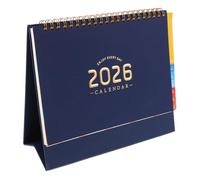 Parliky Calendrier de Bureau à Poser Planificateur Mensuel Compact avec Reliure Spirale Double Onglets Colorés pour Organisation Familiale et Bureau