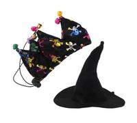 Parliky Chapeau de Sorcière et Cape pour Chien Déguisement Halloween pour Chat Costume de Magicien pour Petit Chien et Chat Accessoire de Fête pour Animaux de Compagnie