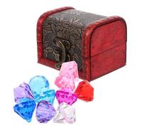 Parliky Coffret d’Aventure Pirate pour Garçon et Filles Petit Coffret en Acrylique et Bois 2 Pièces avec 10 Pierres Précieuses Goutte D’Eau 20 MM Couleurs Aléatoires Couleur Aléatoire