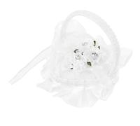 Parliky Coussin Porte-Alliances de Mariage en Satin Mini avec Poignée Oreiller en Dentelle de Cœur Boîte de Présentation pour Cérémonie Support Compact et Portable pour Bagues