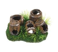 Parliky Décoration D'aquarium en Résine Forme Tonneau Bois, Cachette pour Poissons et Crevettes, Ornement Refuge pour Aquarium, Accessoire Décoratif Naturel pour Aquarium Poissons Betta