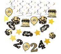 Parliky Décoration Nouvel An Suspendu Papier Festif Banderole Joyeux Réveillon Accessoires Légers et Colorés pour Fête