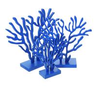 Parliky Ensemble 3 Pièces Décoration en Bois Sculpté Bleu Profond Ornement Méditerranéen Sculpté Centre de Table Océanique pour Bureau et Maison Décoration Bord de Mer Artisanale