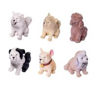 Parliky Ensemble de 6 Figurines Miniatures de Chiens Réalistes en Plastique Peint la Main, Décoration DIY pour Gâteau et Intérieur, Petites Figurines D’Animaux Suspendues, Modèles